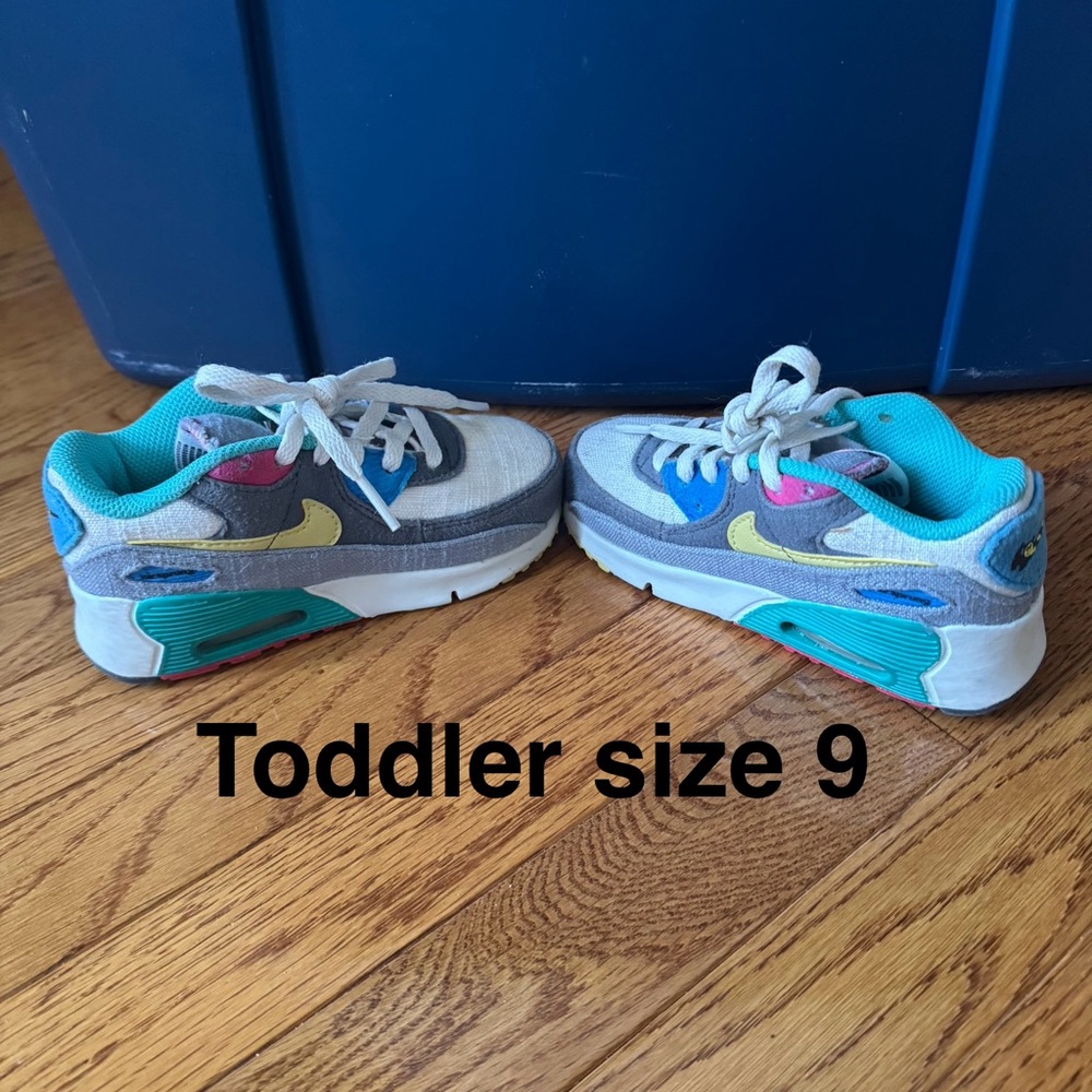 Kids Sneakers in Gray, Blue, and Yellow